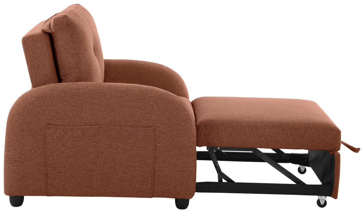 SCHLAFSESSEL Leinenoptik Rostfarben    - Rostfarben/Schwarz, Design, Kunststoff/Textil (102/94/95cm) - Livetastic