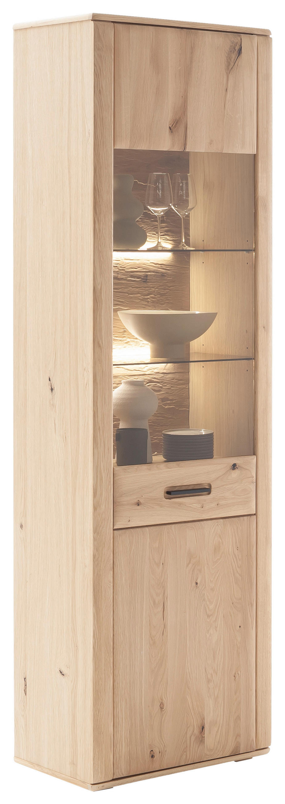 VITRINE Eichefarben  64/208/37 cm  - Eichefarben/Anthrazit, Konventionell, Glas/Holz (64/208/37cm) - Cantus