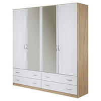 DREHTÜRENSCHRANK in Weiss, Sonoma Eiche  - Weiss/Silberfarben, Konventionell, Glas/Holzwerkstoff (181/197/54cm) - Boxxx