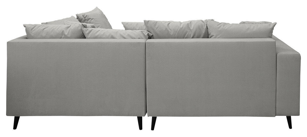 Ecksofa inkl. Hocker Grau Mikrofaser  - Schwarz/Grau, Design, Holz/Textil (247/174cm) - MID.YOU