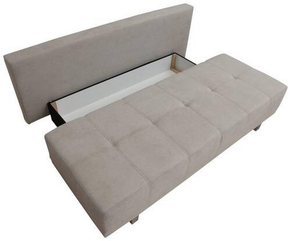 SCHLAFSOFA  mit Schlafen auf Sitzhöhe, Rücken echt Samt Beige  - Chromfarben/Beige, Design, Kunststoff/Textil (194/77/89cm) - MID.YOU