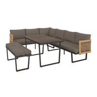LOUNGE GARNITURA   metal, plastika, staklo, tekstil  antracit, smeđa, prirodne boje    - prirodne boje/smeđa, Moderno, staklo/metal (256/198cm) - Beldano