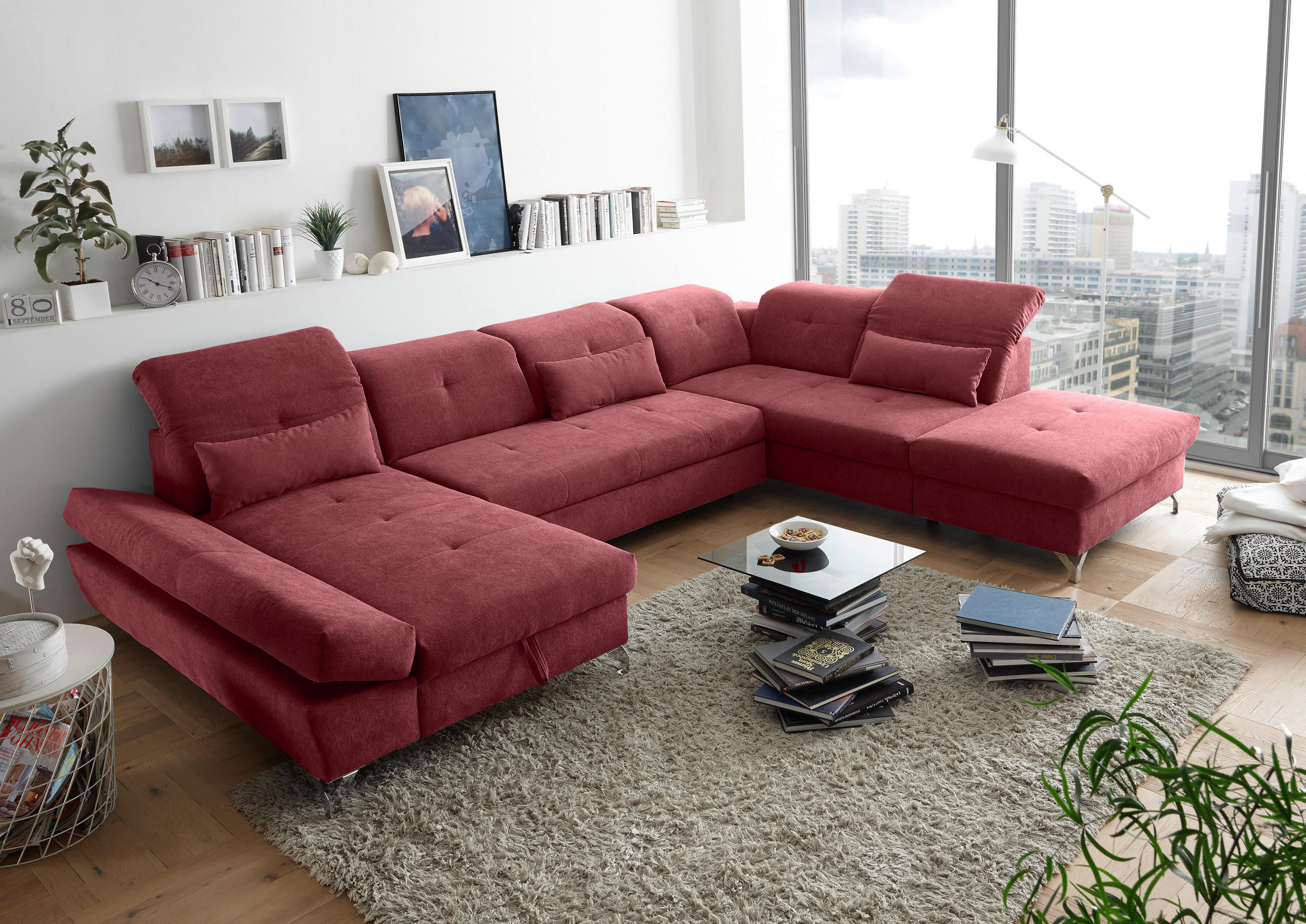 SOFFA i mikrovelour bär  - bär/silver, Modern, metall/textil (168/350/245cm) - MID.YOU