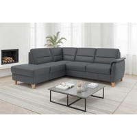 ECKSOFA PALMERA E in Echtleder Schwarz  212/236 cm  - Eichefarben/Schwarz, Basics, Leder/Holz (212/236cm) - Sit & More