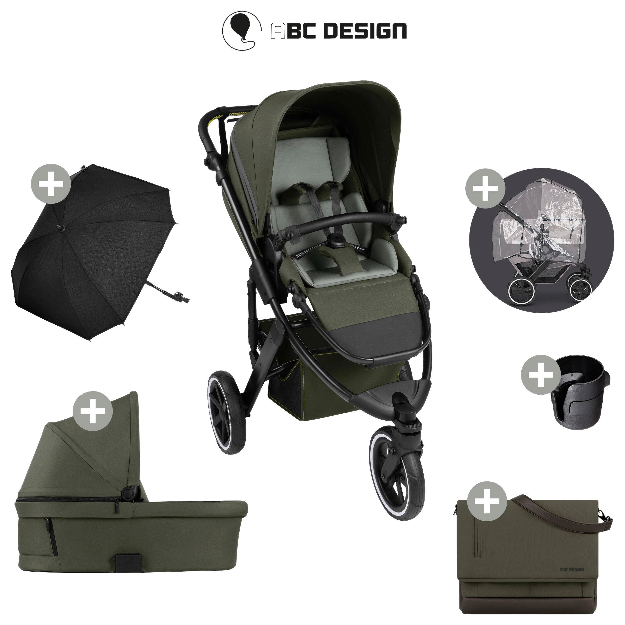 (6ER SET) Sommer Aktion  Salsa 5 Run Sommer Set  Avocado  - Schwarz/Olivgrün, Basics, Textil/Metall (65/122/95cm) - ABC Design