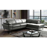ECKSOFA Lederlook Echtleder Anthrazit  - Anthrazit/Schwarz, Design, Leder/Textil (264/211cm) - Livetastic