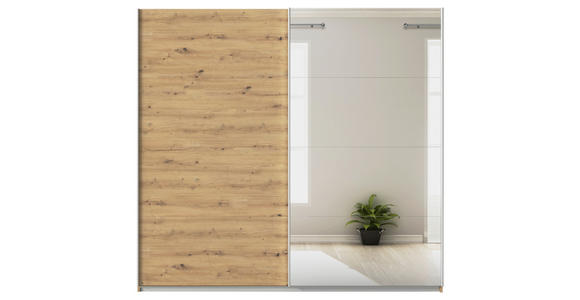 SCHWEBETÜRENSCHRANK  in Eiche Artisan  - Alufarben/Eiche Artisan, KONVENTIONELL, Glas/Holzwerkstoff (225/210/62cm) - Xora