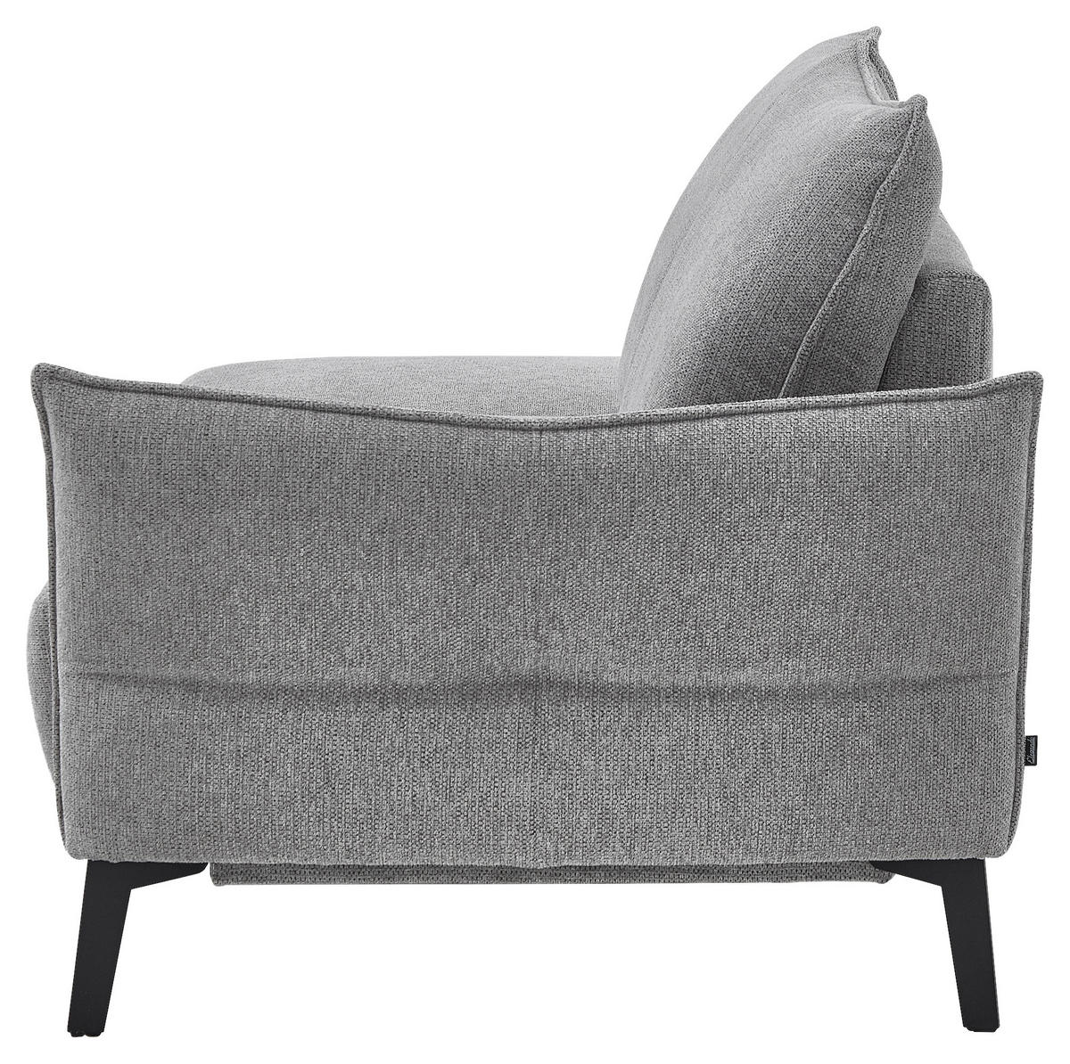 RÉCAMIERE  in Chenille Grau  - Schwarz/Grau, KONVENTIONELL, Textil/Metall (206/90/92cm) - Elegando