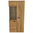 VITRINE  in massiv Eiche Eichefarben, Eiche Artisan  - Eichefarben/Schwarz, Natur, Glas/Holz (75/163/40cm) - Linea Natura