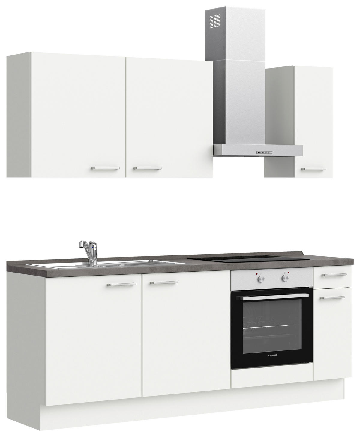KÜCHENBLOCK 210 cm   Weiss, Schieferfarben  - Weiss/Schieferfarben, Modern, Holzwerkstoff/Metall (210cm) - Nobilia