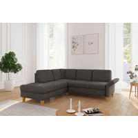 ECKSOFA ROCHELLE E Graphitfarben Flachgewebe  - Eichefarben/Graphitfarben, KONVENTIONELL, Holz/Textil (216/240cm) - Sit & More