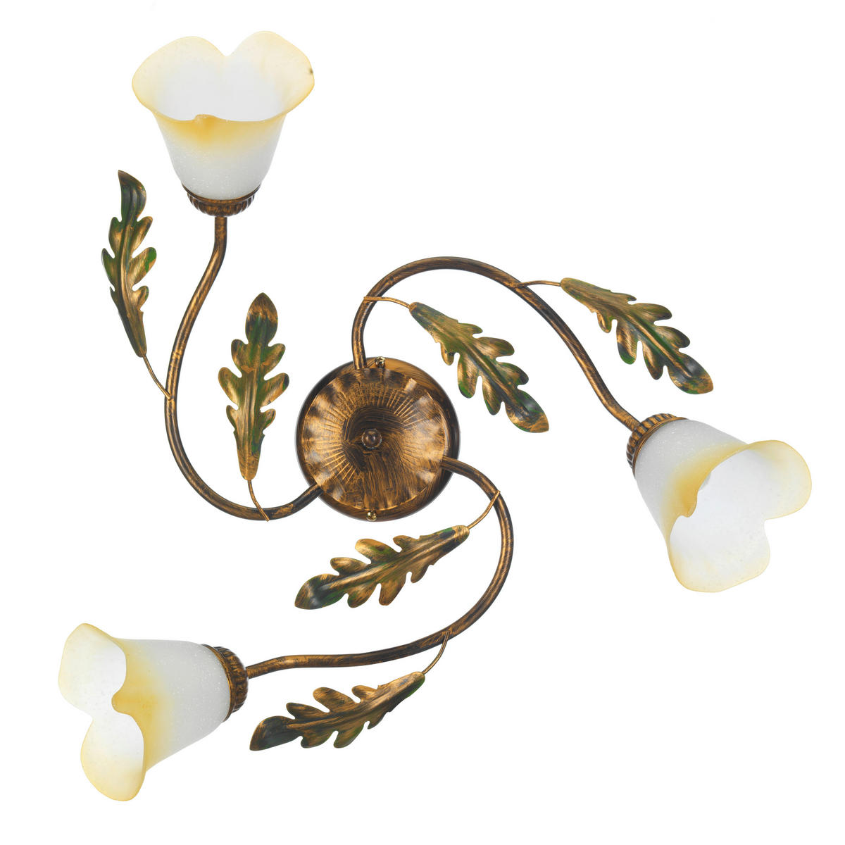 DECKENLEUCHTE 50/50/20 cm   - Bronzefarben/Olivgrün, ROMANTIK / LANDHAUS, Glas/Metall (50/50/20cm)