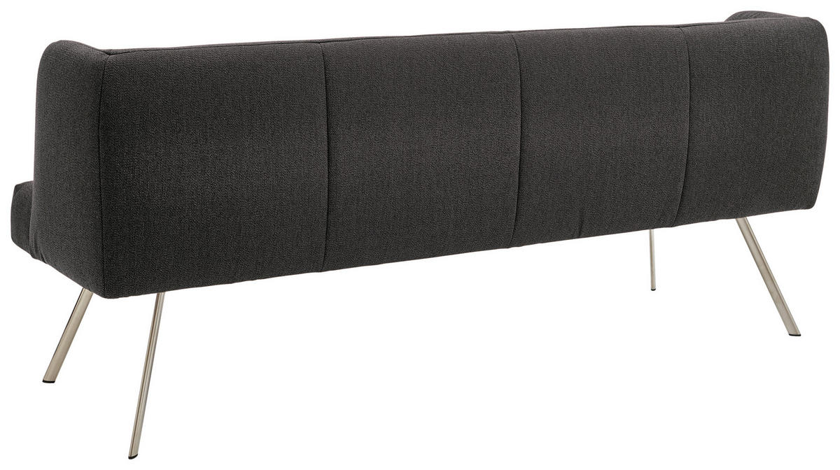 SITZBANK in Metall, Textil Anthrazit, Edelstahlfarben  - Edelstahlfarben/Anthrazit, Design, Textil/Metall (160/87/64cm) - Venjakob