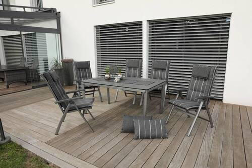SESSELAUFLAGE Streifen  - Anthrazit/Grau, Basics, Textil (50/7/108cm)