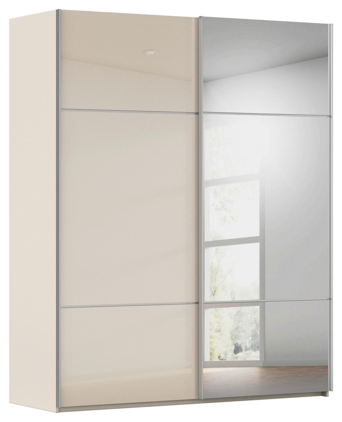 SCHWEBETÜRENSCHRANK  in Champagner  - Champagner/Alufarben, KONVENTIONELL, Glas/Holzwerkstoff (201/223/68cm) - Novel