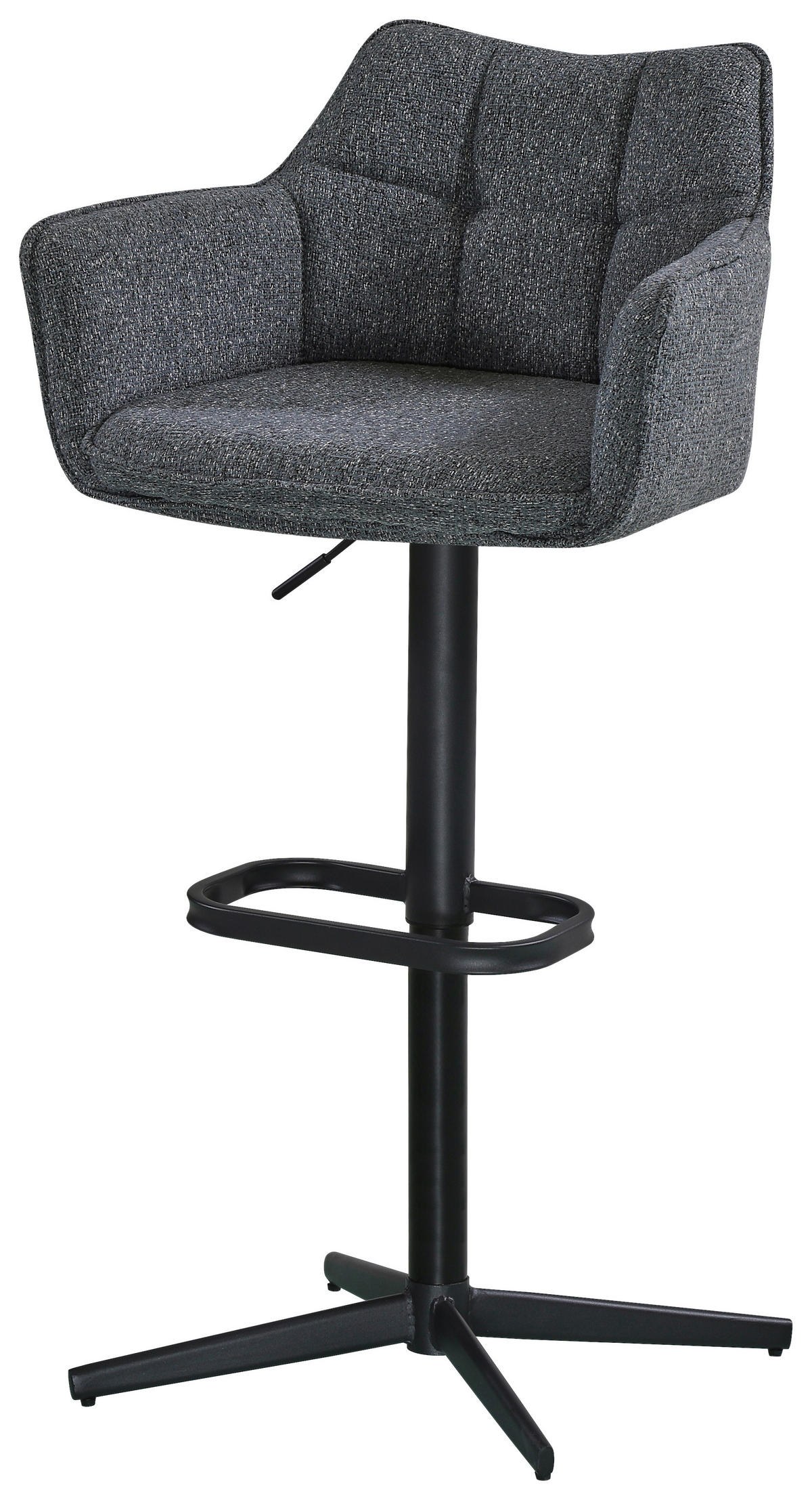 TRESENSESSEL Webstoff Grau, Schwarz Eisen Sitzfläche 360° drehbar, Stoffauswahl  - Schwarz/Grau, Design, Textil/Metall (56/88-108/53cm) - Hom`in