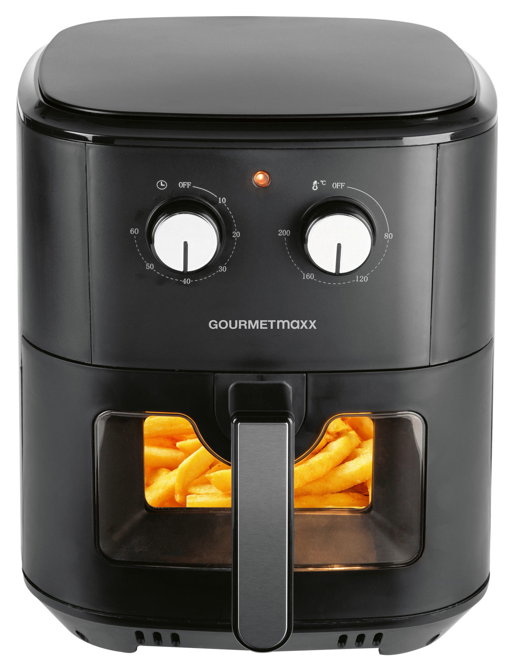 Heißluftfritteuse 6 L  - Schwarz, Design, Kunststoff/Metall (29,5/39/34cm) - GOURMETMAXX