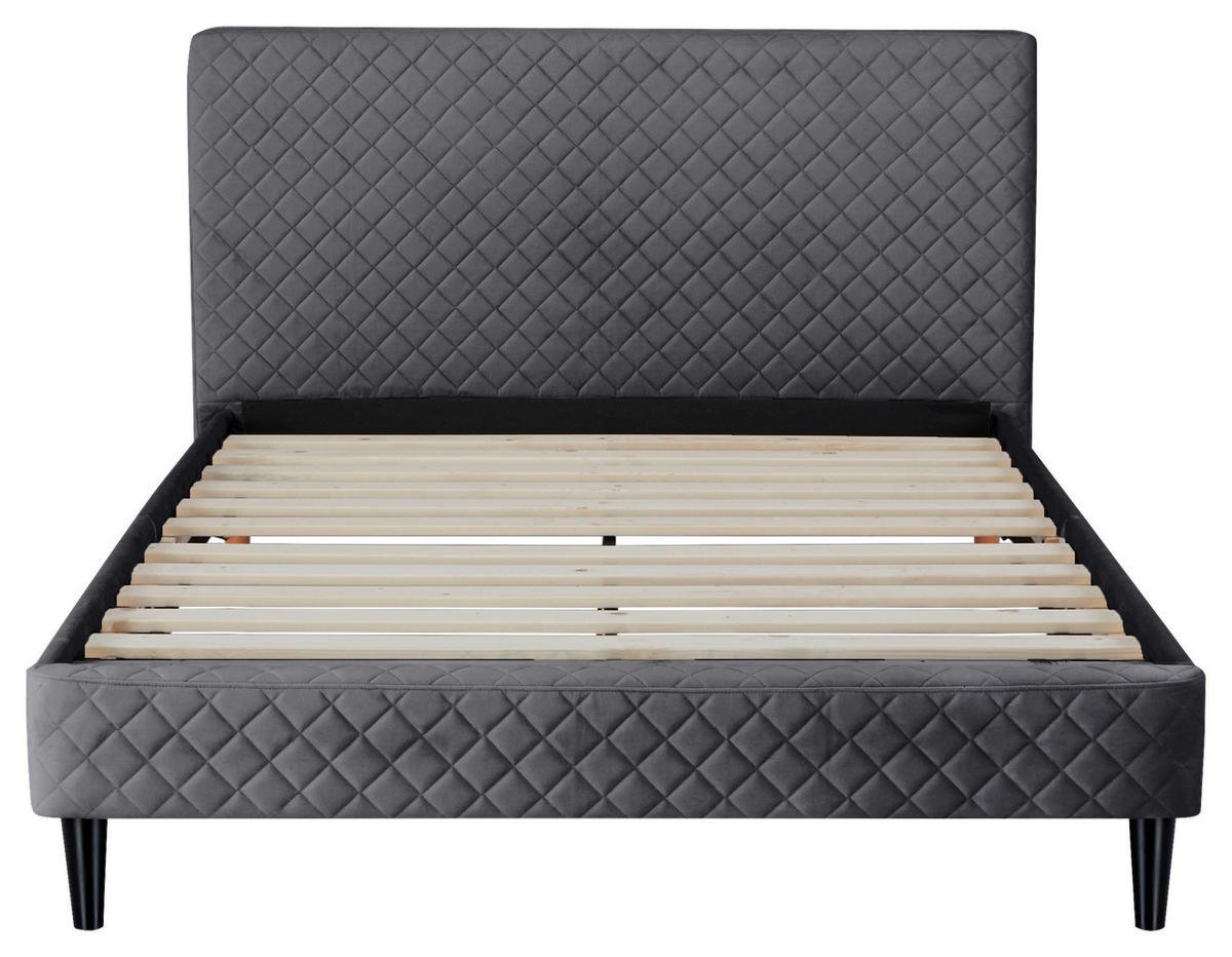 POLSTERBETT Lattenrost 140/200 cm  in Grau  - Schwarz/Naturfarben, Design, Holz/Kunststoff (140/200cm) - Boxxx