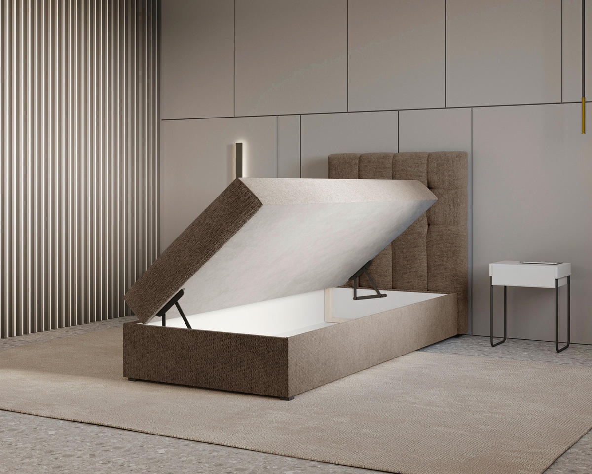 BOXBETT 90/200 cm  in Braun  - Schwarz/Braun, MODERN, Holz/Kunststoff (90/200cm) - Livetastic