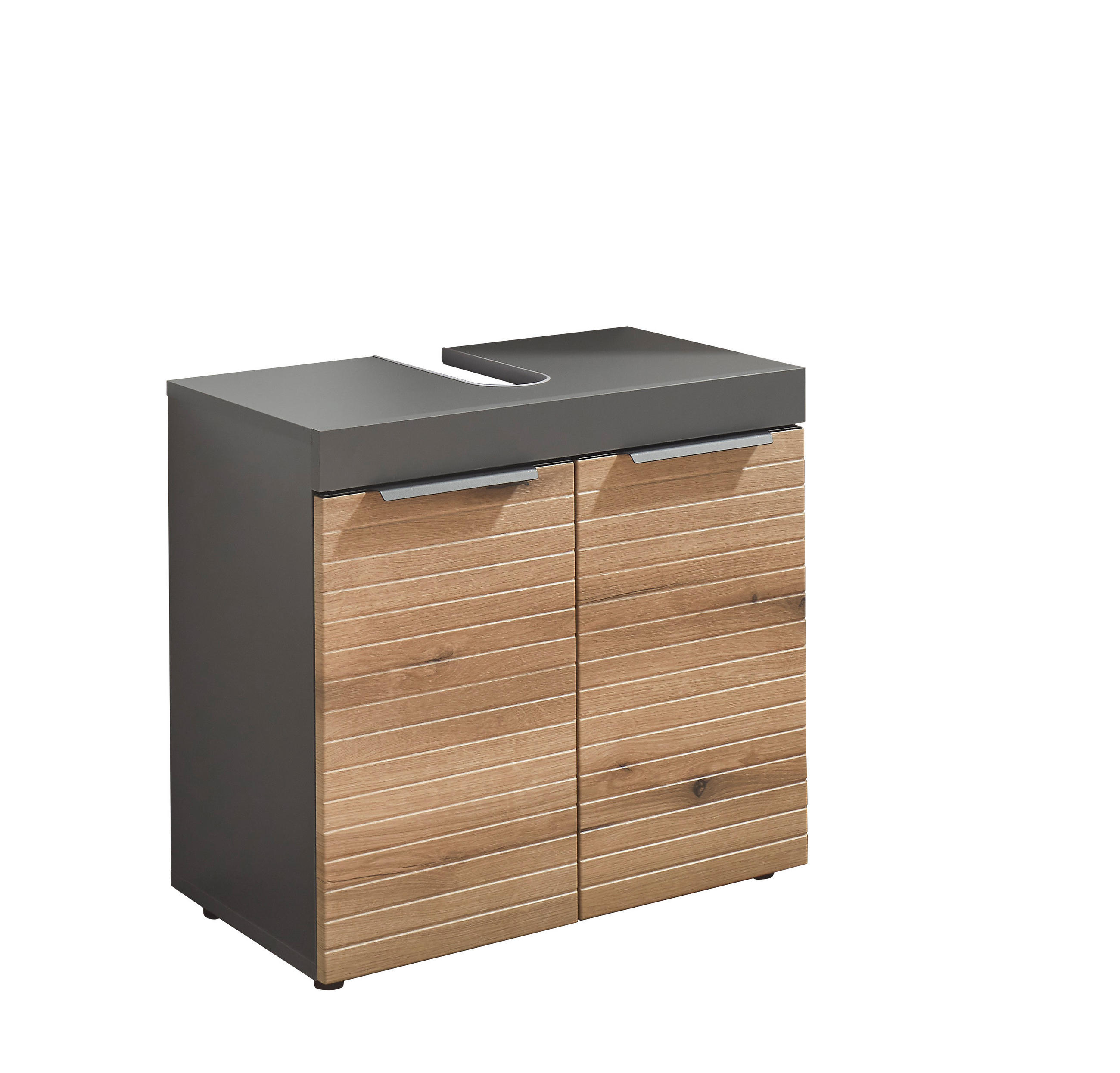 WASCHBECKENUNTERSCHRANK 60/56/34 cm  - Eichefarben/Schwarz, Basics, Holzwerkstoff/Kunststoff (60/56/34cm) - MID.YOU