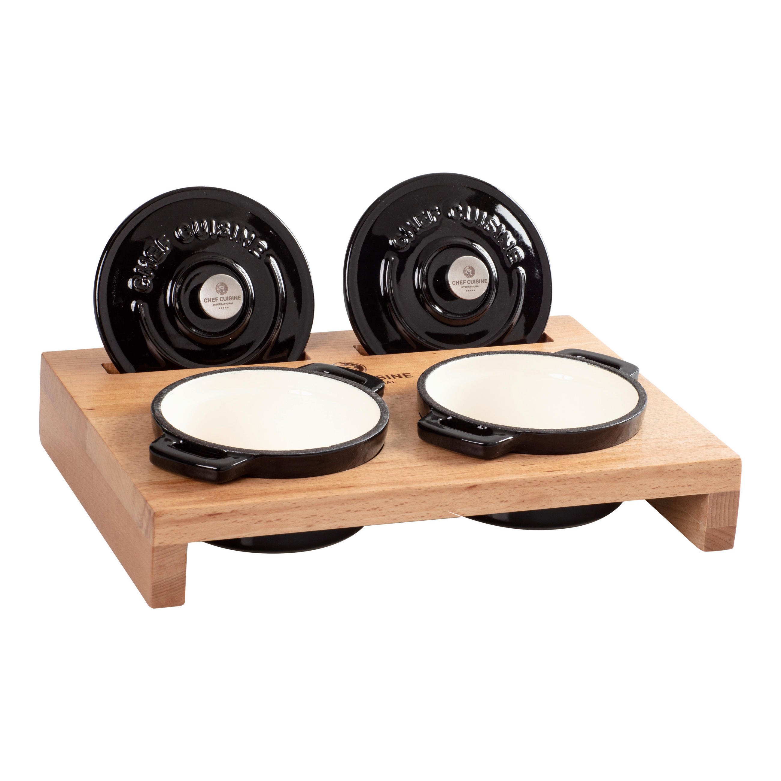 GUSSTOPF 0,25 L  - Schwarz Hochglanz/Edelstahlfarben, Basics, Holz/Metall (10,5/6,5cm) - CHEF CUISINE