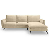 ECKSOFA TORONTO Beige Webstoff  - Beige/Schwarz, Basics, Textil/Metall (259/165cm) - MID.YOU