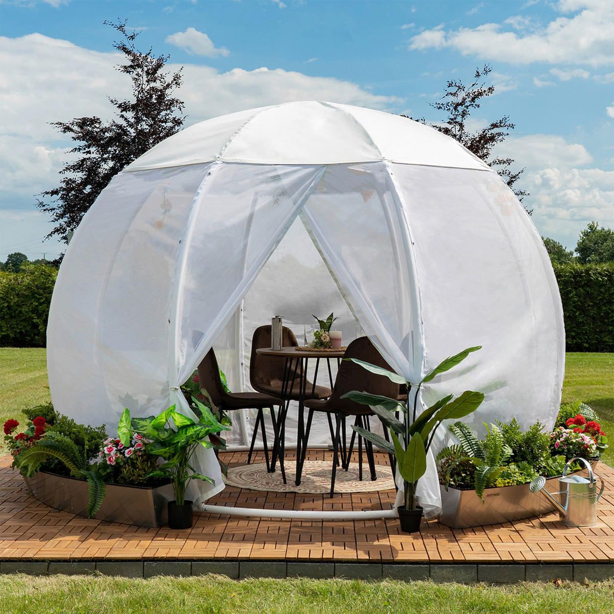 PAVILLON 303/230/303 cm Aluminium  - Silberfarben/Weiß, Basics, Textil/Metall (303/230/303cm)