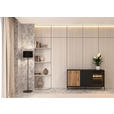 SIDEBOARD  153,6/83/38 cm 4 Schublade(n)  - Eiche Wotan/Schwarz, KONVENTIONELL, Glas/Holzwerkstoff (153,6/83/38cm) - Xora