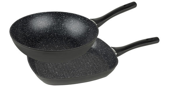 PFANNENSET Aluminium, Edelstahl 2-teilig  - Schwarz, Basics, Kunststoff/Metall - Homeware Profession.