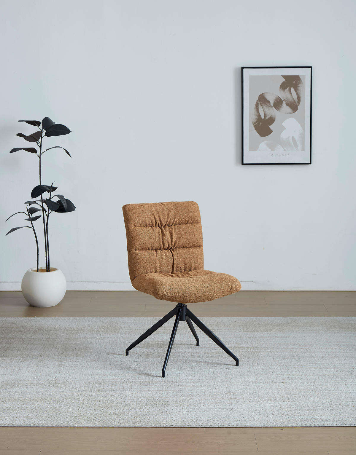 STUHL - Karamell/Schwarz, Design, Textil/Metall (51/86/64cm) - Dieter Knoll