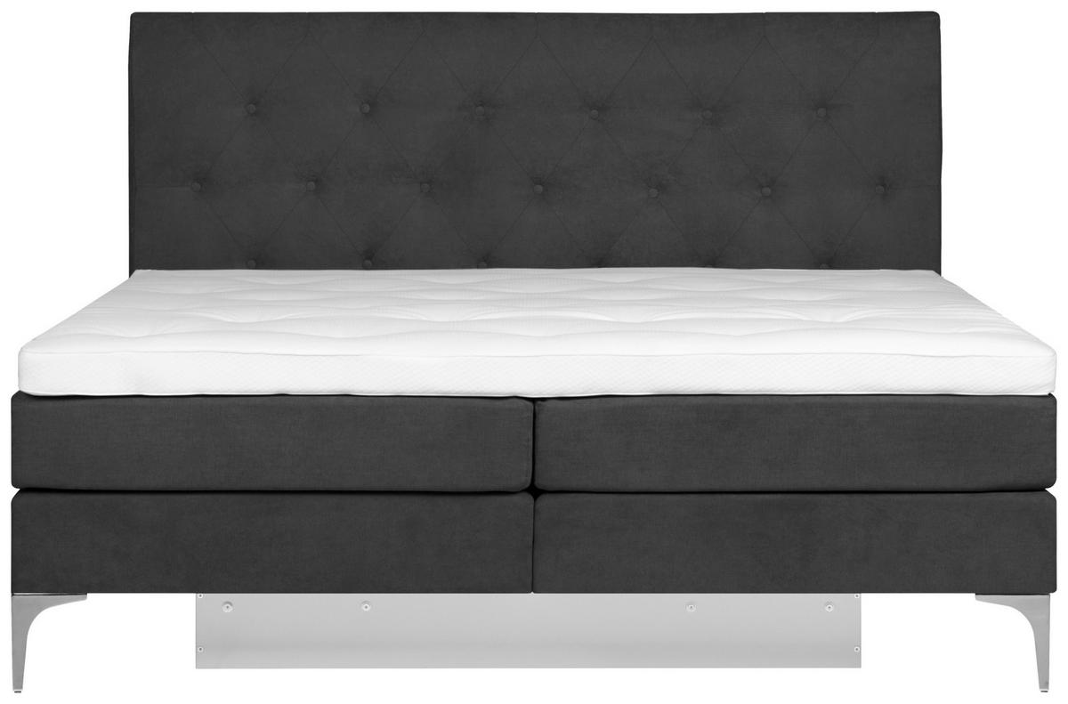 BOXSPRINGBETT 160/200 cm  in Graphitfarben  - Chromfarben/Graphitfarben, Design, Textil/Metall (160/200cm) - Welnova