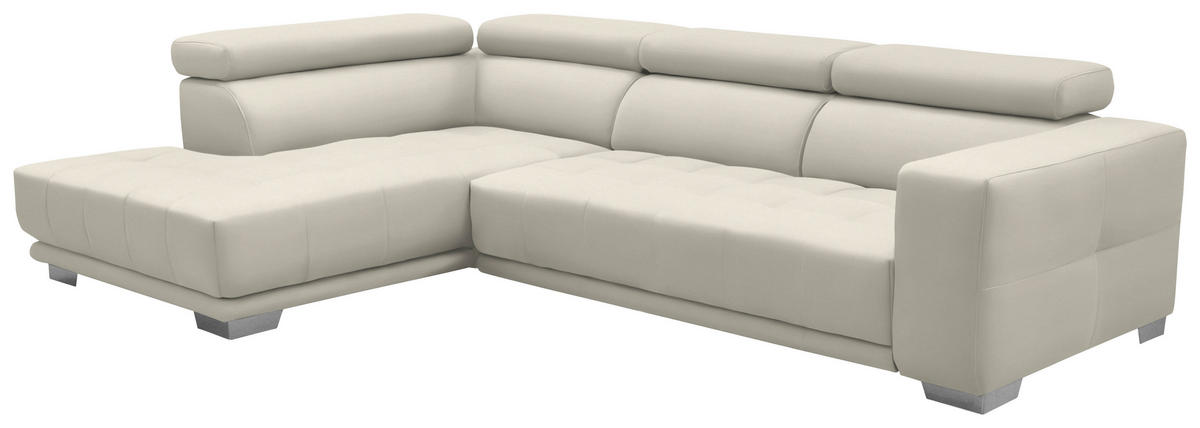 ECKSOFA in Mikrofaser Weiss  - Chromfarben/Weiss, Design, Textil/Metall (207/301cm) - Xora