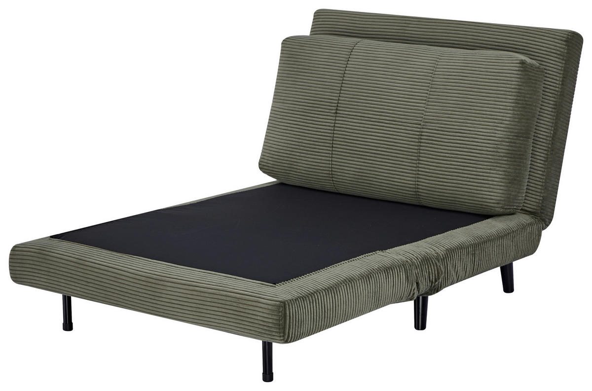 SCHLAFSESSEL Cord Grün    - Schwarz/Grün, Design, Holz/Textil (100/82/91cm) - Ti'me