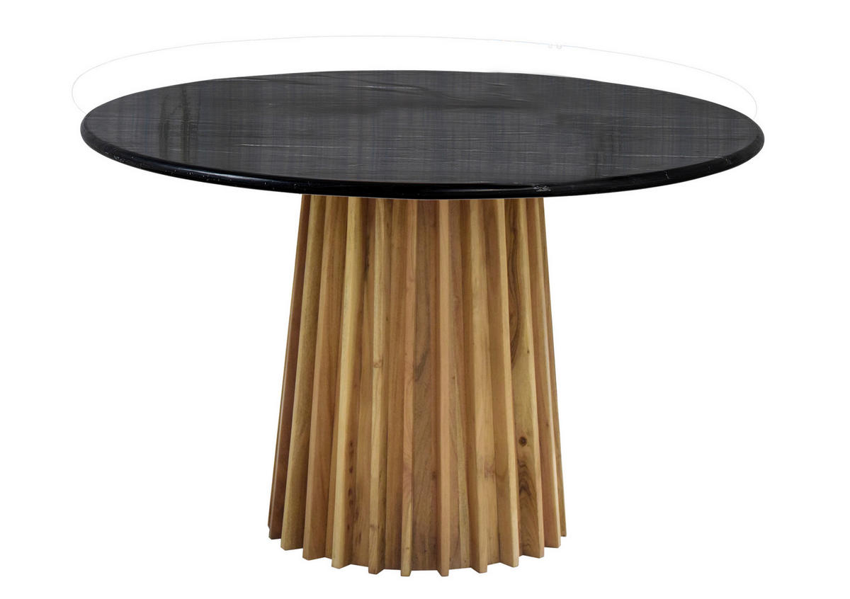 ESSTISCH in Holz, Stein 120/120/76 cm  - Schwarz/Akaziefarben, MODERN, Holz/Stein (120/120/76cm) - Livetastic