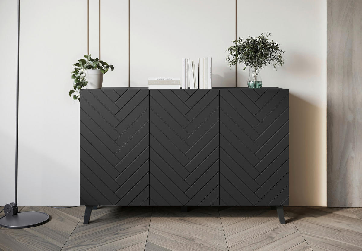 KOMODA, črna  - črna, Design, umetna masa/leseni material (120/78/39,1cm) - Livetastic