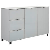 SIDEBOARD Grau, Hellgrau  165/105,1/52,5 cm  - Hellgrau/Schwarz, Design, Glas/Holzwerkstoff (165/105,1/52,5cm) - Hom`in