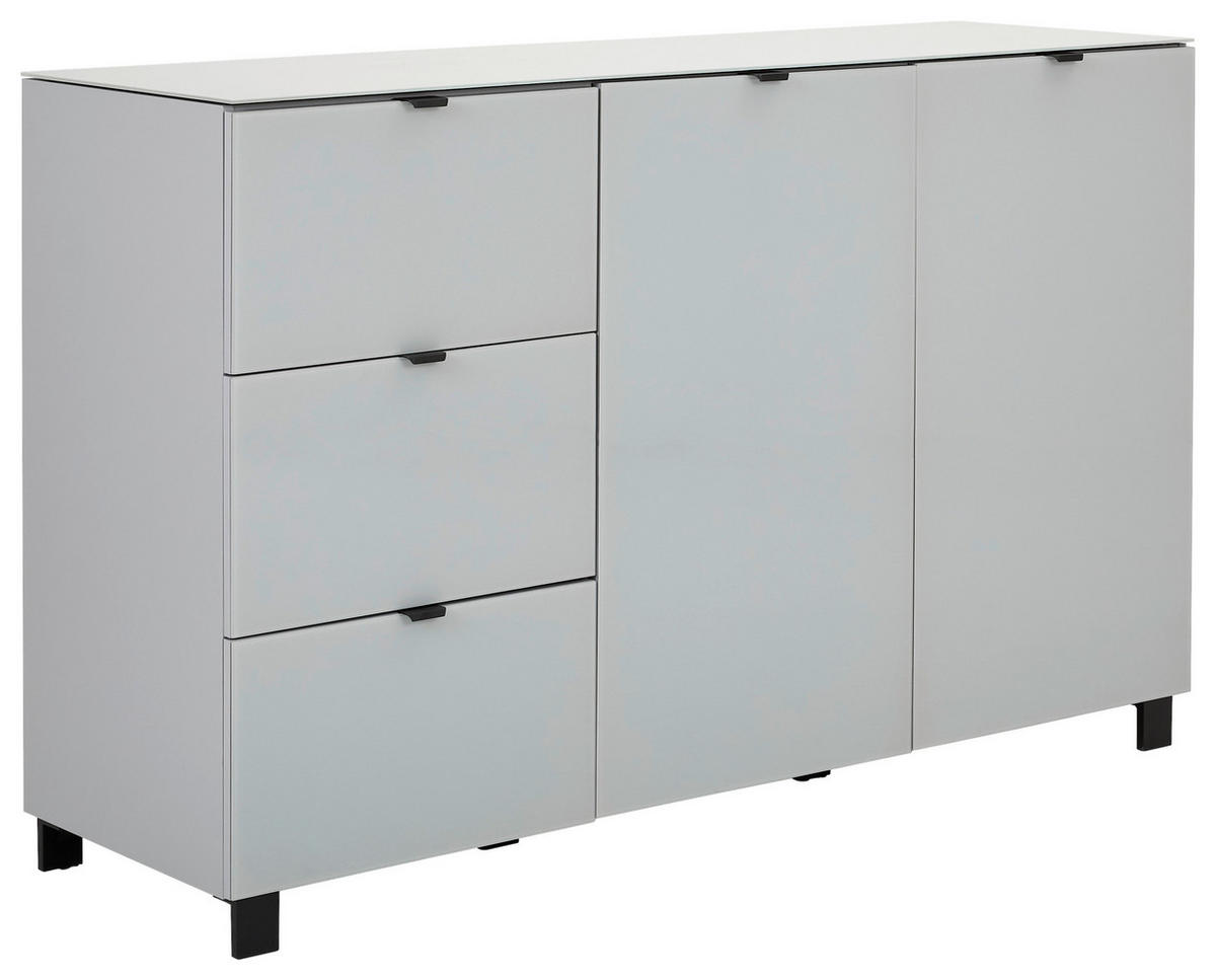 SIDEBOARD Grau, Hellgrau  165/105,1/52,5 cm  - Hellgrau/Schwarz, Design, Glas/Holzwerkstoff (165/105,1/52,5cm) - Hom`in