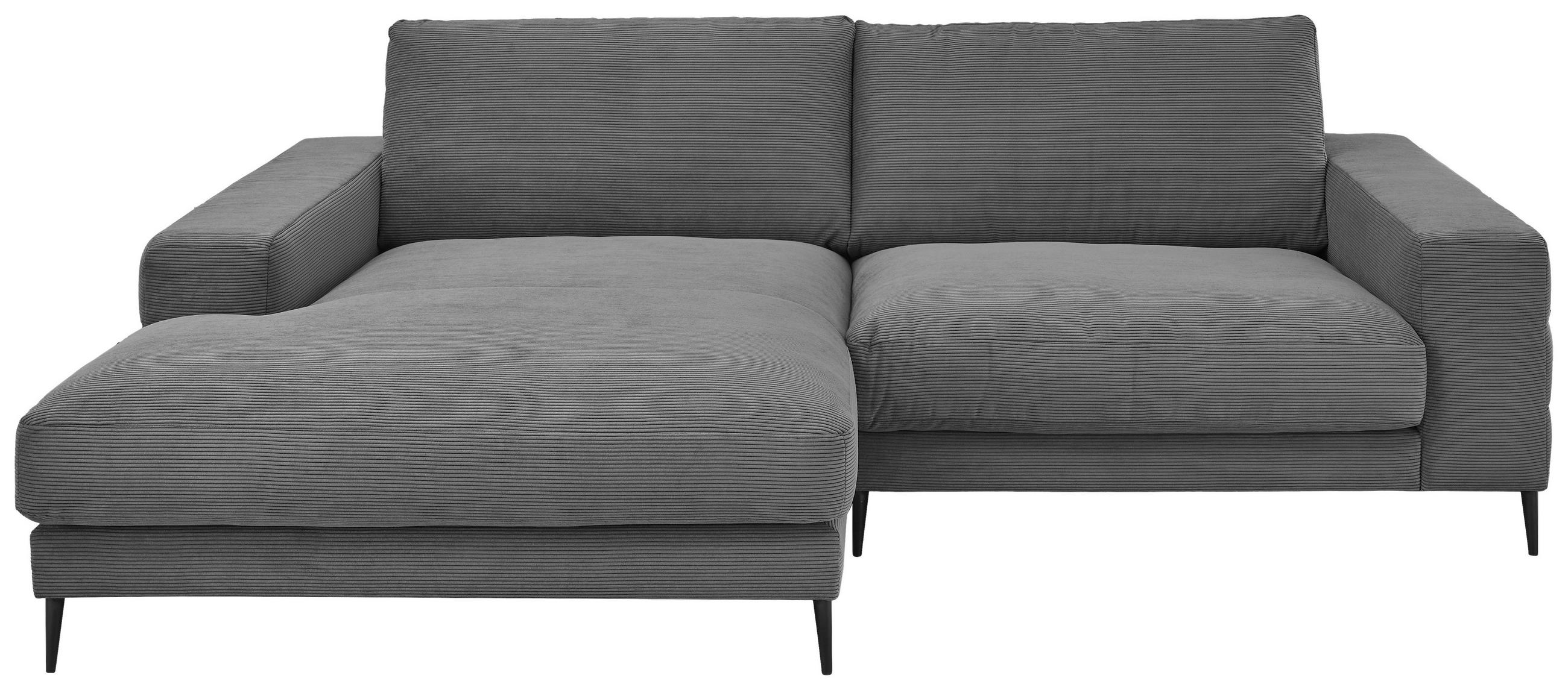 ECKSOFA Badia Base Anthrazit Feincord Rücken echt  - Anthrazit/Schwarz, Design, Textil/Metall (177/253cm) - Dieter Knoll