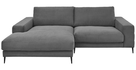 ECKSOFA Badia Base Anthrazit Feincord Rücken echt  - Anthrazit/Schwarz, Design, Textil/Metall (177/253cm) - Dieter Knoll