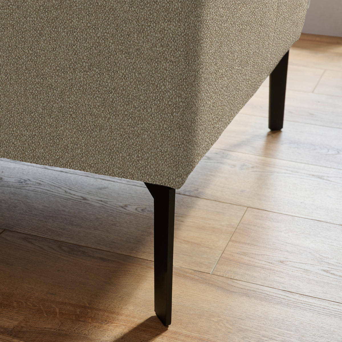 ECKSOFA in Mikrofaser Beige  - Beige/Schwarz, Design, Textil/Metall (203/266cm) - Johann Jakob