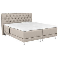 BOXSPRINGBETT 160/200 cm,  in Creme, Matratze, Topper, motorische Verstellbarkeit, Fernbedienung, H4 + H4 = sehr fest  - Blau/Silberfarben, Basics, Holzwerkstoff/Textil (160/200cm) - Welnova
