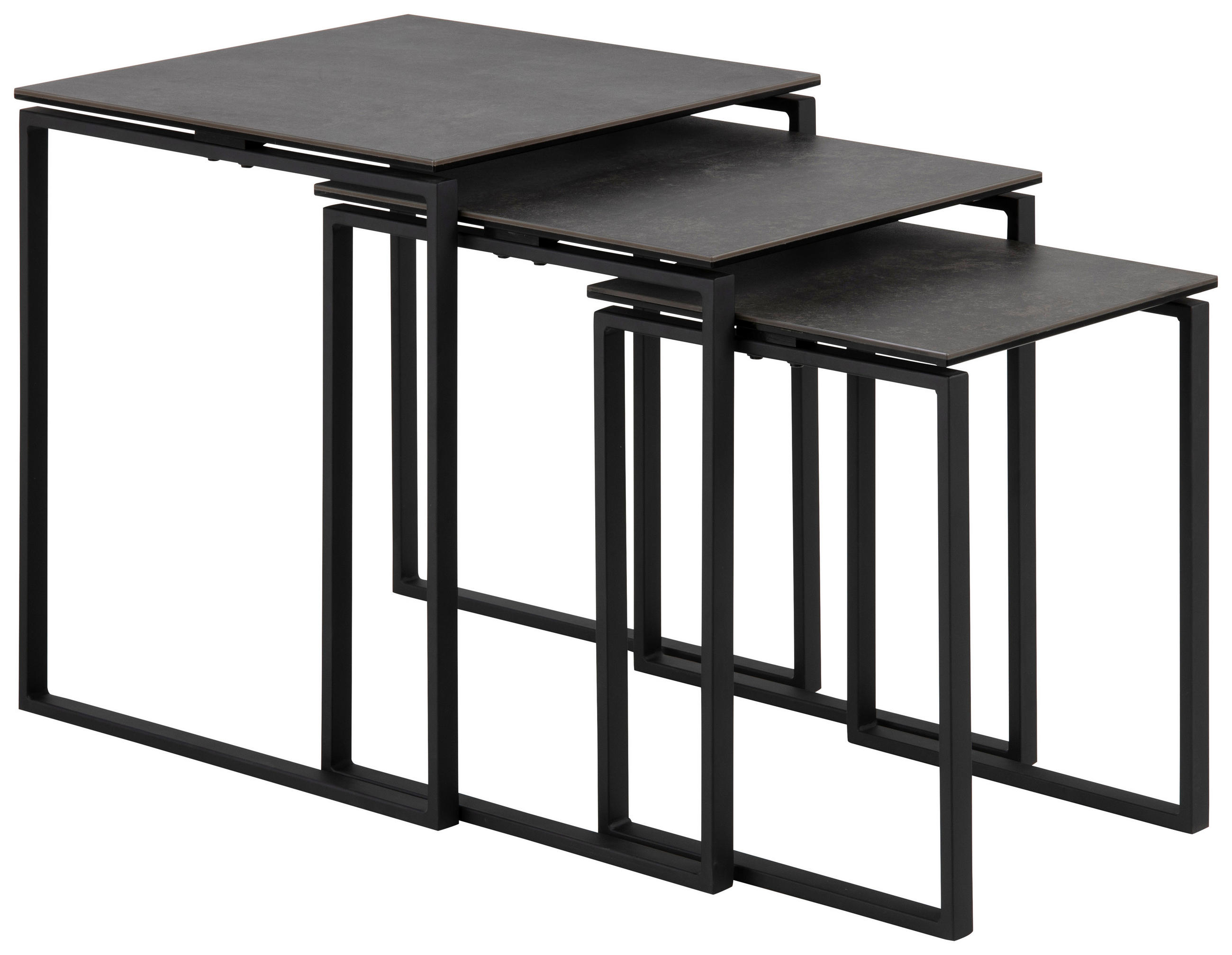 BEISTELLTISCHSET quadratisch Schwarz  - Schwarz, Trend, Keramik/Metall (50/55/50cm)