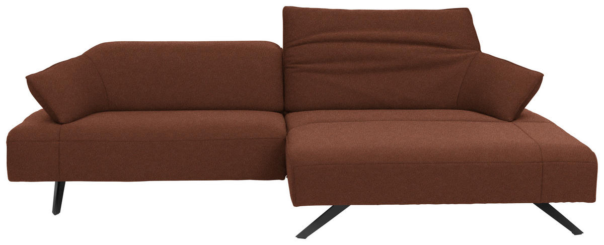 ECKSOFA in Struktur Terracotta  - Anthrazit/Terracotta, Design, Textil/Metall (276/165cm) - Himolla