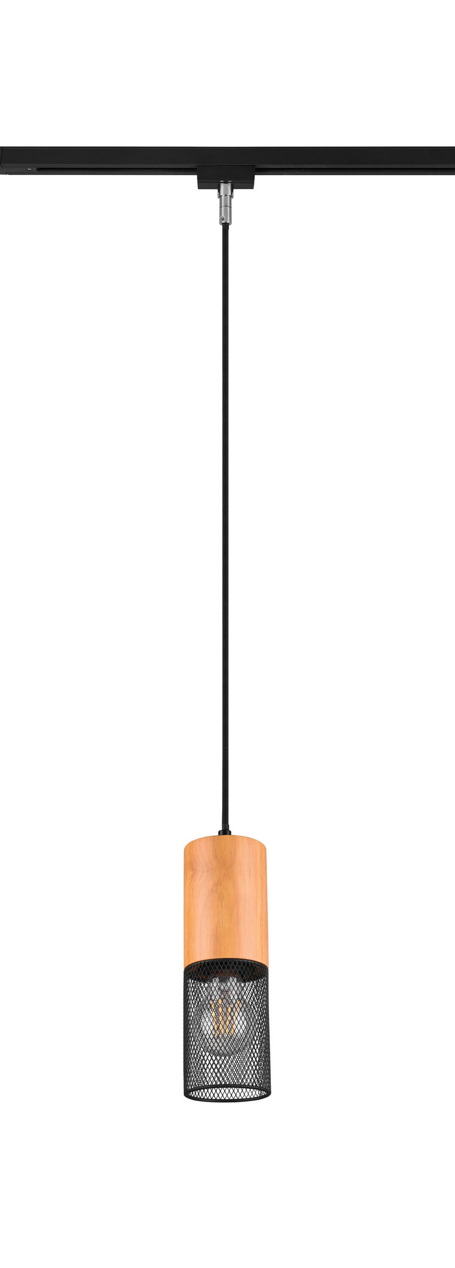 SCHIENENSYSTEM-HÄNGELEUCHTE 8,0/180 cm   - Schwarz, Natur, Holz/Metall (8,0/180cm) - Trio Leuchten