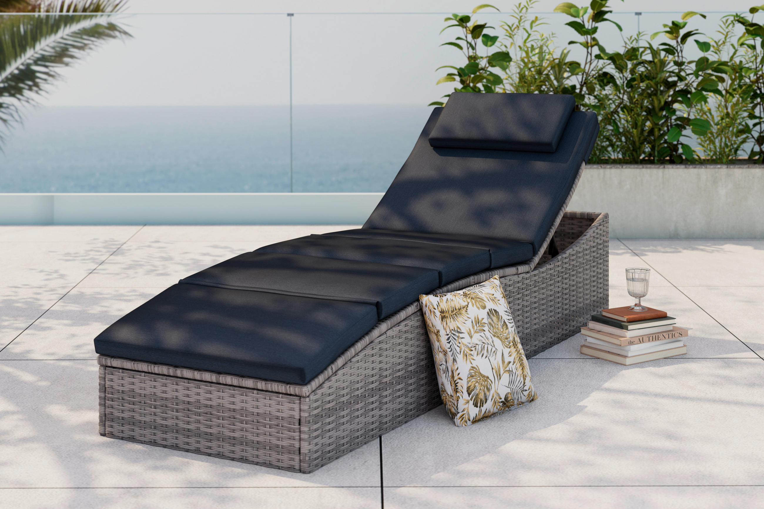 GARTENLIEGE 190/80/60 cm  - Grau, MODERN, Kunststoff/Textil (190/80/60cm) - Ambia Garden