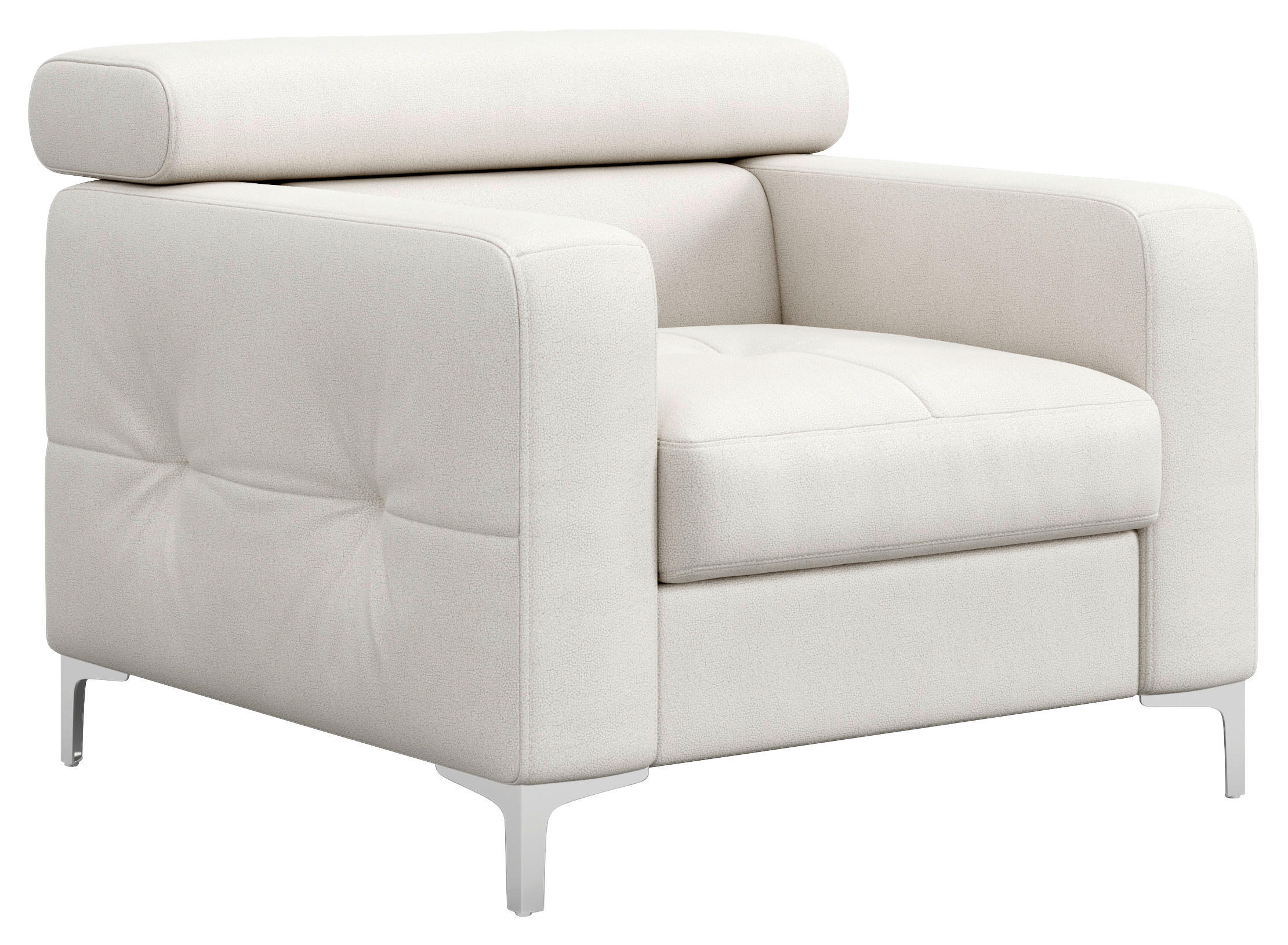 SESSEL 99/78-92/106 cm  in Echtleder Weiß  - Chromfarben/Weiß, Design, Leder/Metall (99/78-92/106cm) - Livetastic