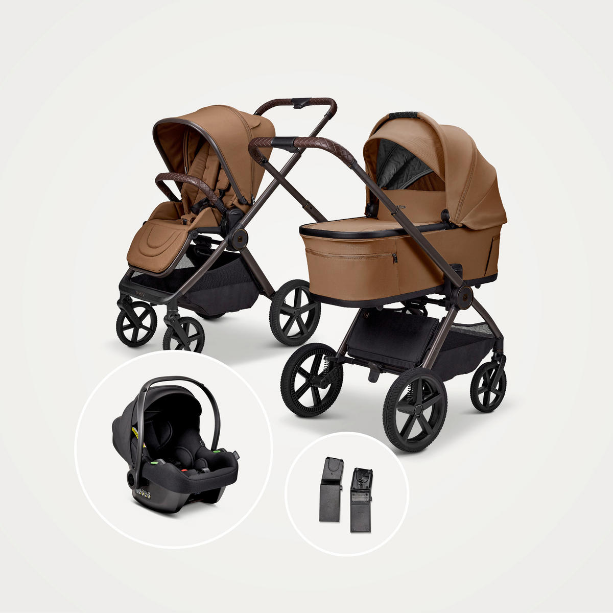 KINDERWAGENSET  GIO FOLD ETPU SET  cognac  - Cognac/Braun, Basics, Textil/Metall (120/58/92cm) - Moon Edition