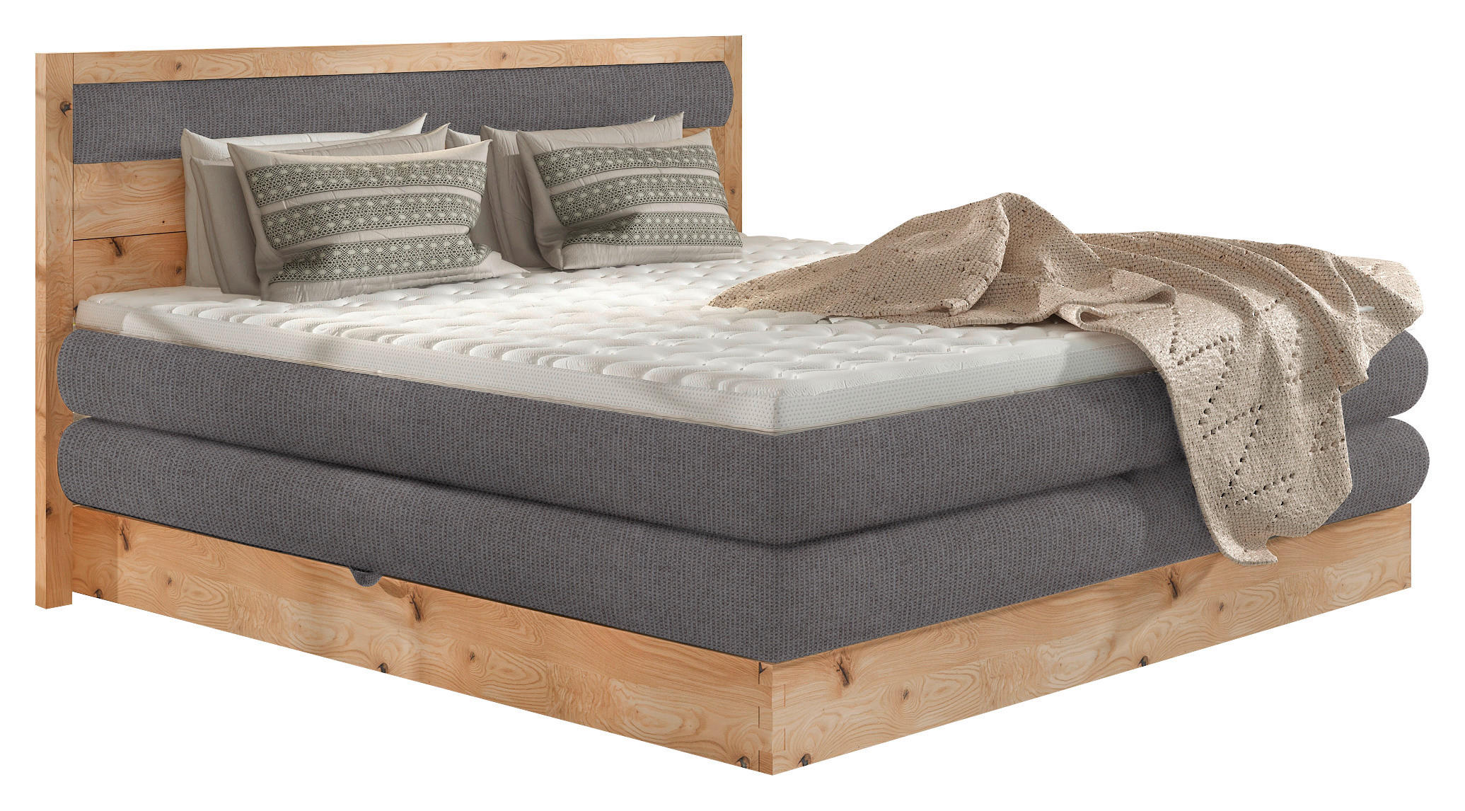 BOXSPRINGBETT 180/200 cm  in Taupe, Eichefarben  - Taupe/Eichefarben, Konventionell, Holz/Holzwerkstoff (180/200cm) - Valnatura
