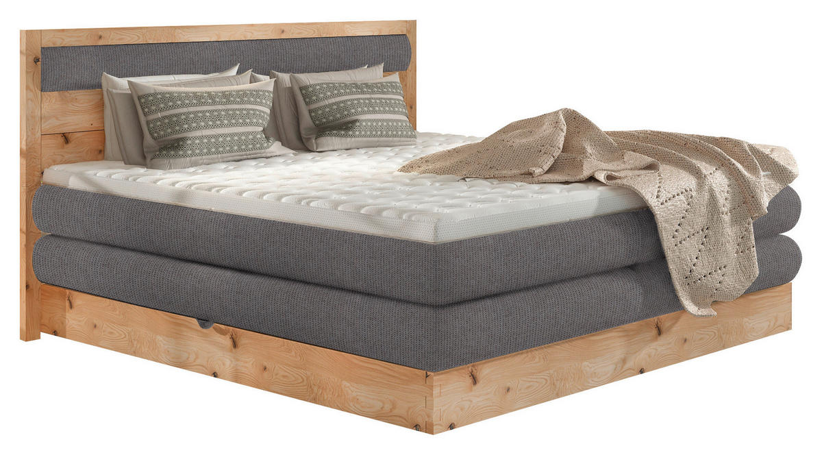 BOXSPRINGBETT 180/200 cm  in Taupe, Eichefarben  - Taupe/Eichefarben, Konventionell, Holz/Holzwerkstoff (180/200cm) - Valnatura
