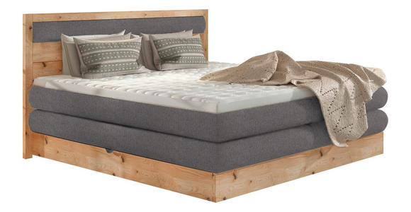 BOXSPRINGBETT 180/200 cm in Taupe, Eichefarben - Taupe/Eichefarben, KONVENTIONELL, Holz/Holzwerkstoff (180/200cm) - Valnatura